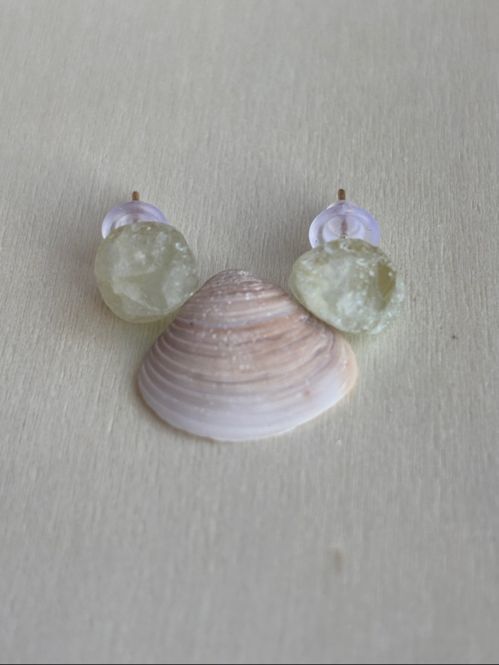 Delicate Light Green/Yellow Sea Glass Stud Earrings